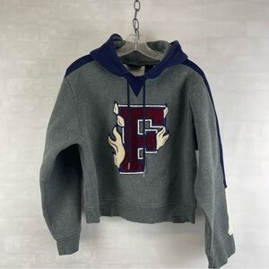 Puma x Fenty by Rihanna‎ Grey Crop Hoodie XXS Flame Letter Patch Sweatshirt